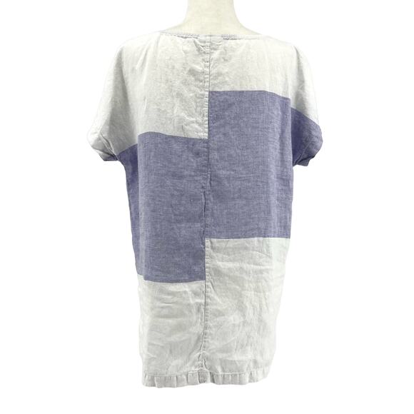 J. Jill Pure Linen Blue White Colorblock oversized tunic top (M) - Picture 3 of 6